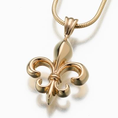 gold vermeil fleur de lis cremation pendant necklace
